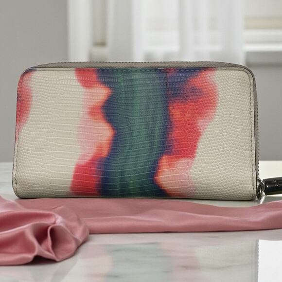 Rebecca Minkoff Megan Slim Wallet Leather Zip Around Card Holder Designer Purse - Picture 2 of 7